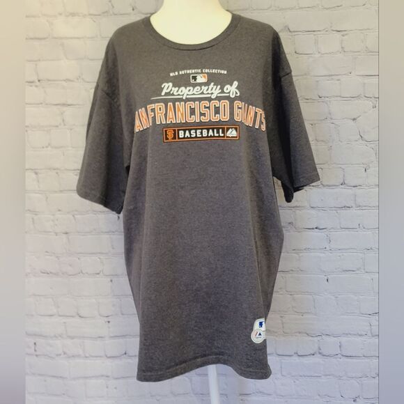 MAJESTIC Authentic SF Giants Gray T Shirt Men's SZ L - Picture 1 of 6
